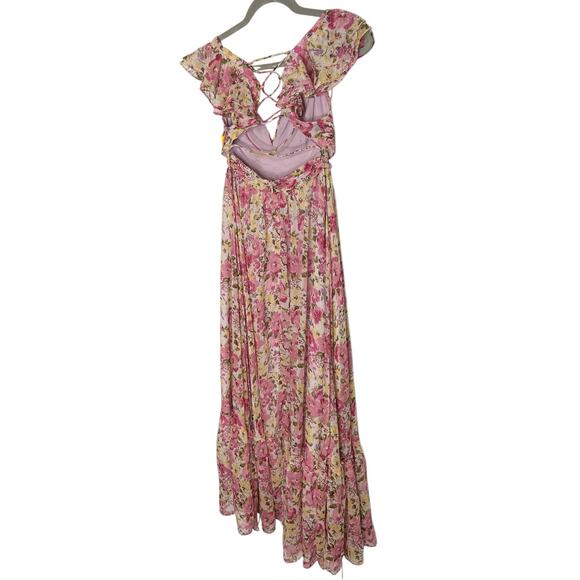 ASTR the Label Primrose Maxi Dress Lace Up Back Floral Fairy Cottage Spring XS - Picture 9 of 13